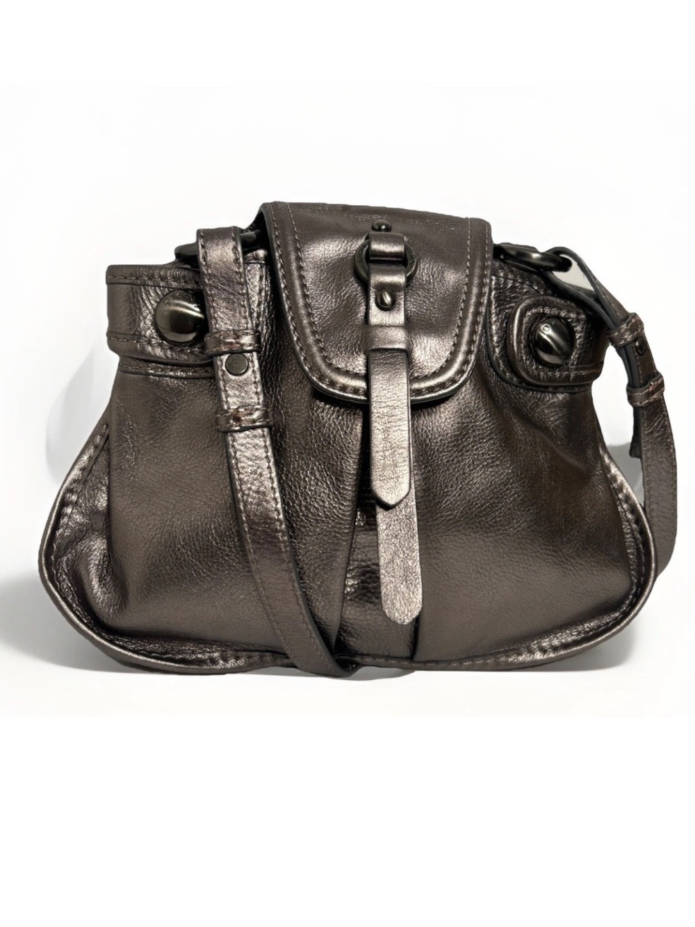 DKNY Crossbody Bag / Purse in Soft Silver Leather
